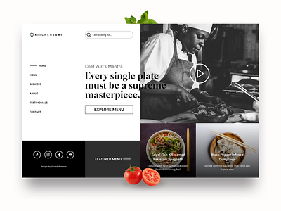 Restaurant web page black white chef food hero hero section landing page menu product design restaurant ui uiux web web design