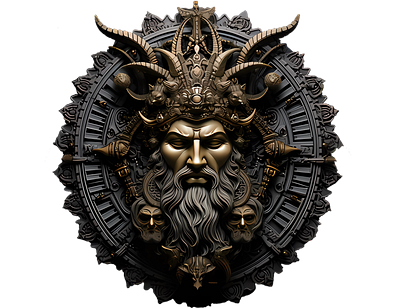 Badge - Golden Horned Enigma enigmatic portrait