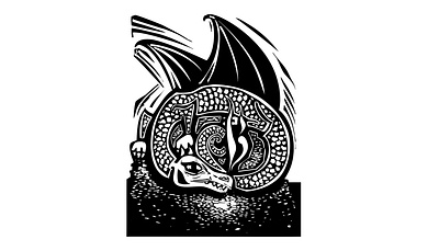 Dragon book cover dragon fantasy gaming graphic design illustration linocut rpg scifi