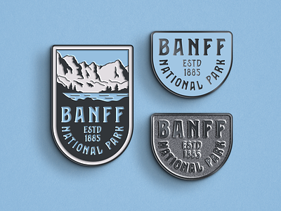 Banff National Park alberta badge banff canada enamel pin illustration lockup logo mountain national park typography