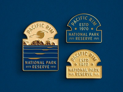 Pacific Rim National Park Reserve badge illustration landscape logo national park ocean pacific rim rocks sunset surf tofino typography waves