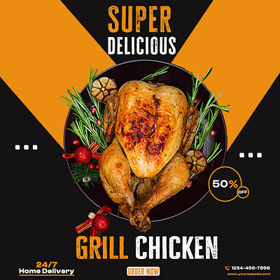 FOOD POSTER DESIGN branding create poster custom food poster deigning food food poster design graphic design grill chicken poster posterdesign