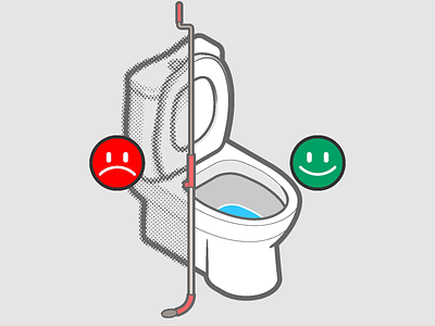 How to Unclog a Toilet adobe illustrator auger before and after diy handyman instructional illustration isometric plumber plumbing plunger poop process technical drawing technical graphics technical illustration toilet vector vector graphics wc web design