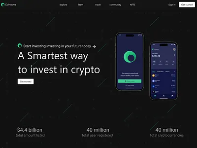 landing page design for a crypto investing website using figma 3d branding graphic design ui