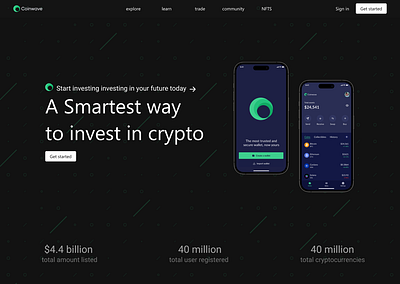 landing page design for a crypto investing website using figma 3d branding graphic design ui