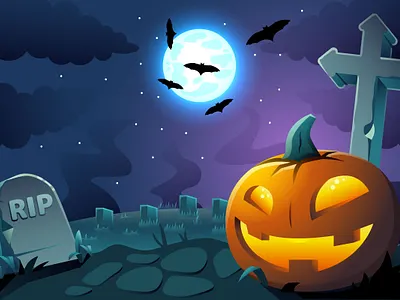 Illustration graveyard helloween illustratio spooky