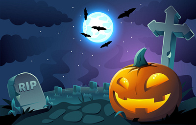 Illustration graveyard helloween illustratio spooky