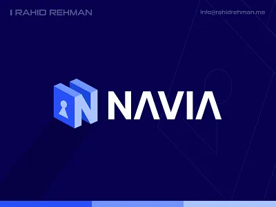 NAVIA - Security Lock Logo Design a b c d e f g h i j k branding creative logo cyber cybersecurity design icon l m n o p q r s t u v w x y z letter n logo lock logo modern logo professional logo protection safety security software app icon symbol tech technology trust