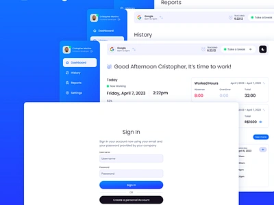 Hourglass - Time management system ui ux