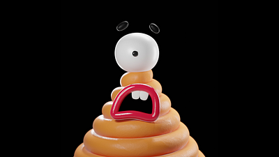 Poop monster 3d branding illustration