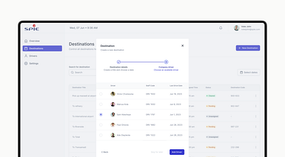 An Internal tool - creating a destination trip dashboard figma ui