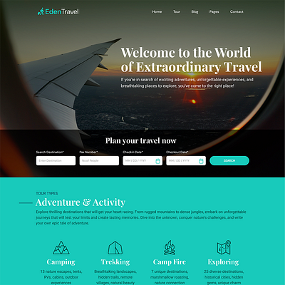 Landing Page Travel design figma template landingpage ui web designer