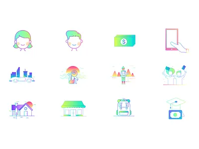 Ciclic icons graphic design icon design ui