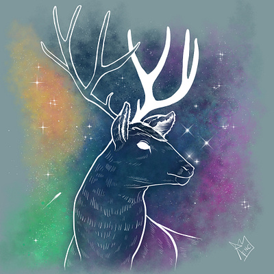 Space Deer clip studio paint digital illustration digital paint illustration