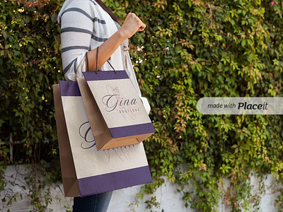 Design of paper bags for shopping at Gina Boutique advertising branding design graphic design marketing shop