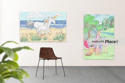 Artwork - Watercolor Paintings - Unicorns on Seaside - Fairies artwork design fantasy graphic design painting watercolor