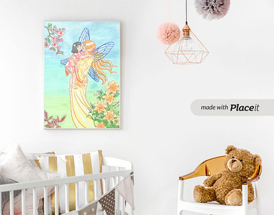 Watercolor Painting - Artwork - Fairy with a Girl artwork design fantasy graphic design painting watercolor