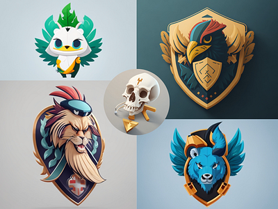 💀 Logos Emblem # Talisman # Mascot 3d bear branding cartoon character eagle emblem graphic design heads logo logo creater logo designer mascot skull tal ui