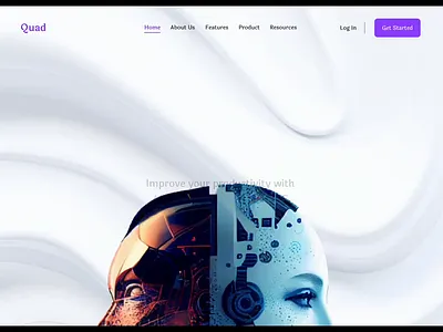 Quad - AI landing page simple interaction ai ai landing page animation artificial intelligence clean design creative mockup darkmode digital design interaction landing page design layout lightmode machine learning minimalist ui design user interface visual design website design
