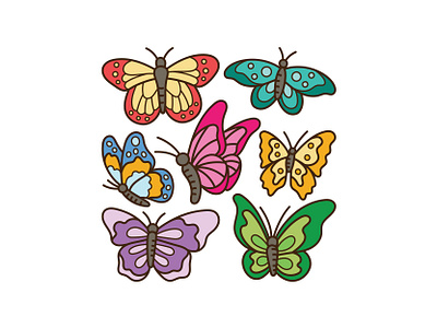 Butterfly Doodle Set butterfly cute doodle icon illustration vector