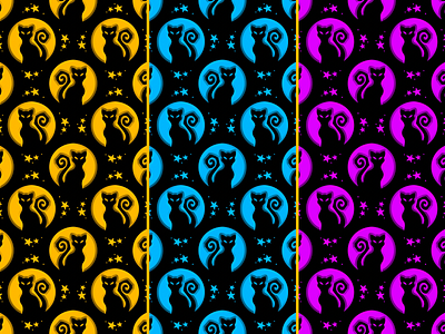 3 Black Cat Silhouette Patterns | Moons & Stars 3d pattern affinity photo beveled pattern black cats cats cats pattern celestial pattern celestial sky halloween cats halloween pattern halloween season moon pattern moons moons and stars procreate pattern silhouettes spooky season stars stars pattern swirls pattern