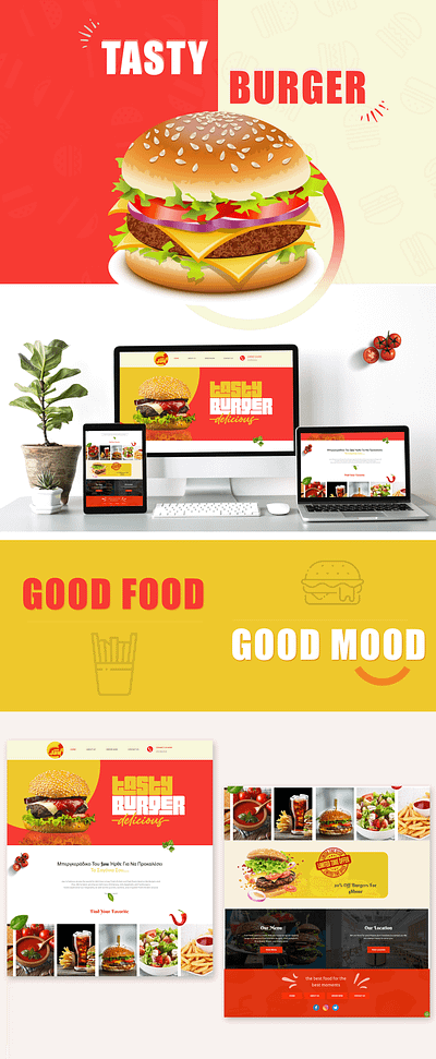Burger Website UI design adobe burgerwebsite figma photoshop responsive webdesign responsive website restaurant website web developement website
