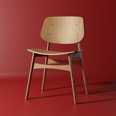an ordinary wood chair 3d blender furniture design