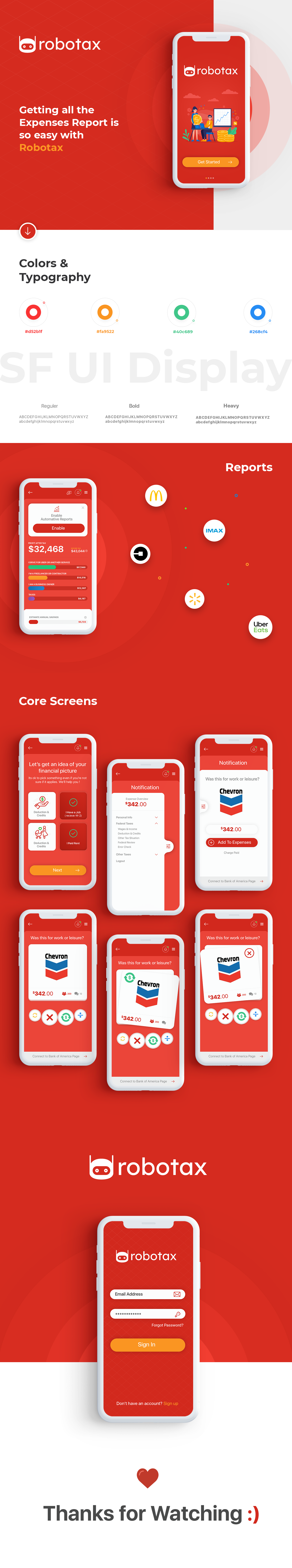 Robotax - Mobile UI/UX Design branding expenses fintech graphic design management mobile application mobile design product design reporting robotics tax app ui ux