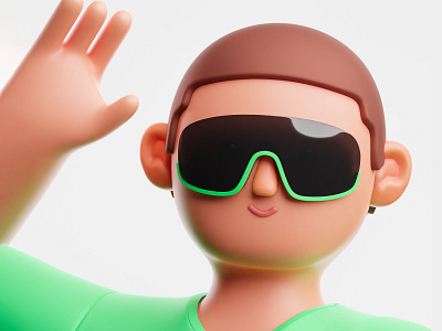 Stepo 3d artist 3d arts 3d character 3d illustration animation avatar blender character character design cozy glasses green illustration minimal character modeling nft nft character web3