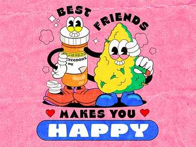 Best Friends 1930 1930s 30s 420 canabis cartoon character hemp illustration kush old cartoon old school pils rubber hose vintage weed