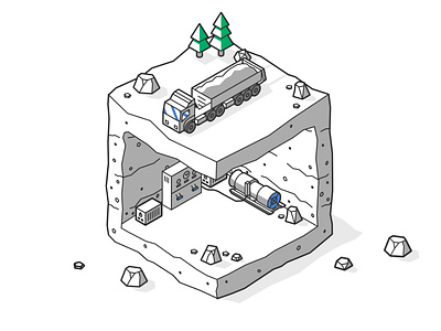 Underground Infrastructure affinity designer cave clean flat illustration infrastructure isometric isometric illustration line mine outline simple underground vector