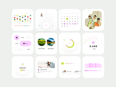 Wellness: UI Kit (Components l) app calendar components figma ui kit health ui ios map mobile mobile app run sleep sports ui ui kit wellness widget widgets