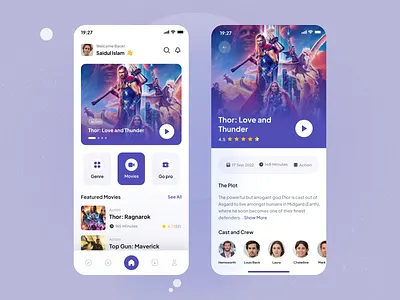 Movie Steaming Mobile App app app design app interface app ui design design interface live tv minimal mobile app mobile ui movie movie app movie steaming popular shot saidul islam tv shows ui ui design uiux visual design