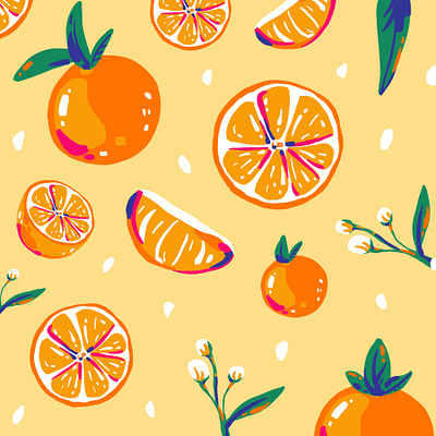 Oranges art color design digital art fruits girlsart illustration natural oranges pattern design procreate