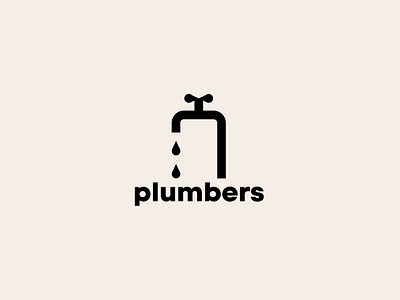 Plumbers logo black branding business company creative design drop graphic design illustration logo logofolio modern modernist plumber portfolio sale style tap vector water