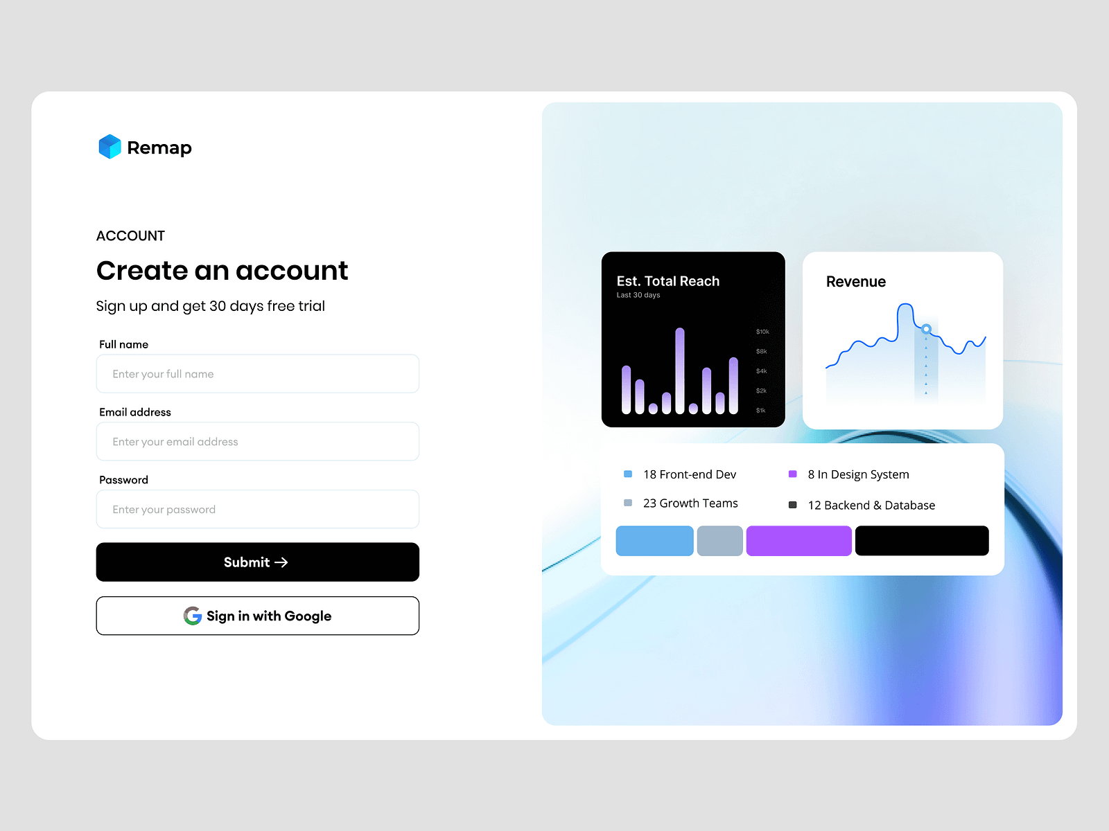 Account creation page design for enterprise by Emilian for DesignUp on ...