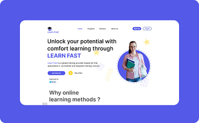 E.Learning website landing page clean design e learning figma landing page modern ui landing page online learning website ux ui design websit ui