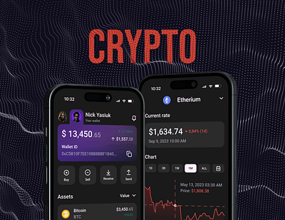 CryptoWallet - mobile cryptocurrency app 3d adobe photoshop app behance blender concept cryptocurrency design dribbble figma graphic design interface mobile product design ui uiux user experience ux web wireframe