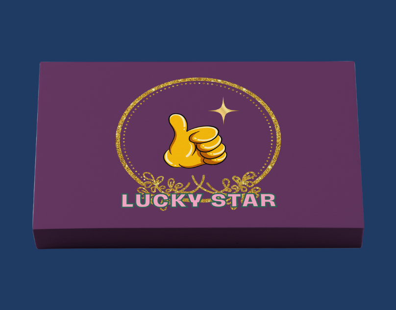 Lucky Star - Box Packaging Design box colors design frame gold graphic design icon label logo mockup package packaging product product design purple star text thumb typography violet