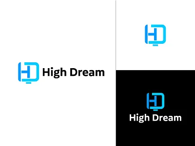 High Dream Brand Identity brand brand identity branding code coder coding d letter logo d logo design developer digital logo graphic design h letter logo h logo letter logo logo logo design minimalist logo modern logo web development logo