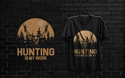 Deer Hunting In Jungle T- Shirt Design. branding design graphic design logo t shirt typography vector