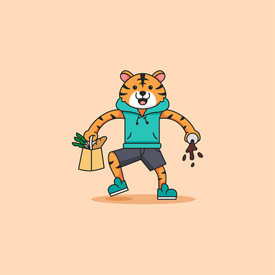 Cute Tiger animal branding cartoon cute design funny graphic design illustration logo