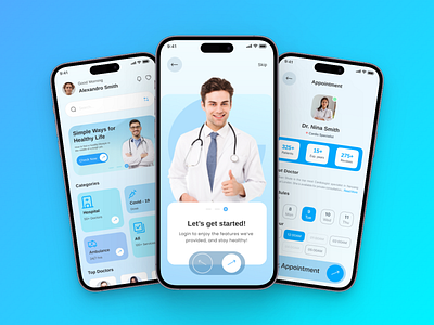 Health Care - Mobile App ambulance service android appointment clean delivery order doctor doctor app design fitness heal app design health care hospital ios medical app mobile app nurse online app online order patient ui uiroll