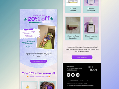 Clearance Sale- Email Campaign edm email campaign email design email marketing email templates graphic design klaviyo mailchimp sale email skincare skincare email