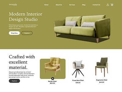 Furniture Incanda branding design furniture interface lading page product service startup ui ux web design website