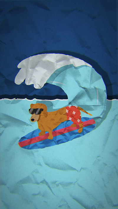 Dog at Ocean Wave (collage animation) 2d after effects animation collage design illustration motion graphics vector