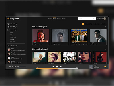 Dengarku - Music Web Platform dark mode dark mode dashboard music music dashboard shot spotify ui ui dashboard ui music ui platform ux