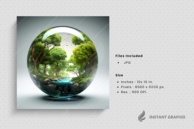 Volumetric drop with an ecosystem inside Generative AI ai generated eco glassy ball ecosystem environment environment ecology evarporation forest graphic design grass hill hill hydro natrue nature forest plant waste recycling zero waste