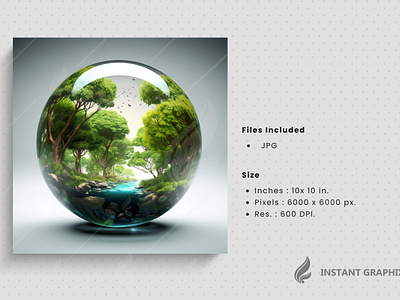 Volumetric drop with an ecosystem inside Generative AI ai generated eco glassy ball ecosystem environment environment ecology evarporation forest graphic design grass hill hill hydro natrue nature forest plant waste recycling zero waste