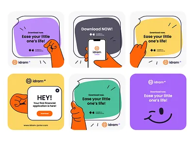 SMM Templates for Idram Junior branding character child children financial fun hand joyful kids marketing smm template visuals